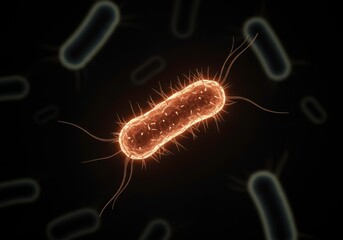 Microorganism floating in darkness. Germs and bacterium. Microscopic unicellular organism for science and medical research. Concept of pathogen infection , 3d render