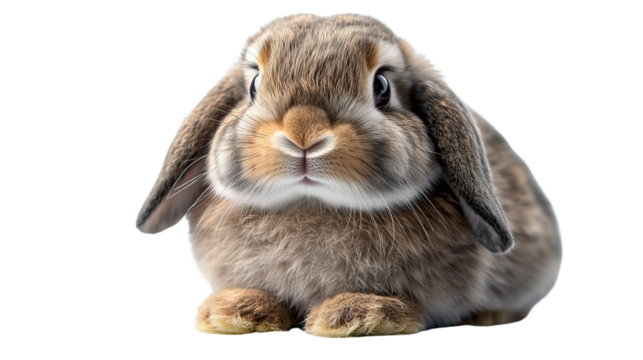 Cuteness Overload: A close-up shot of an adorable Lop-eared bunny with soft, fluffy fur, capturing its innocent expression in a studio portrait.
