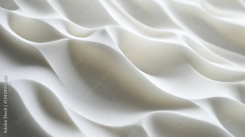 Poster 3D layered white background with gentle overlapping waves, creating depth and elegance.
