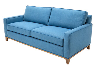 Fototapeta premium Blue Sofa Against White Backdrop