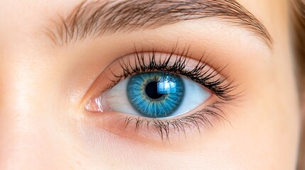 Obraz premium A close up detailed image of a bright blue eye