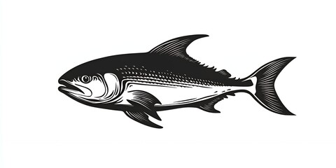 Obraz premium Striped Fish Illustration Black and White Seafood Graphic Design Element
