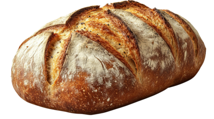 Artisan Loaf: A freshly baked, crusty loaf of bread sits invitingly, showcasing its golden-brown exterior, a testament to culinary craft and simple ingredients.