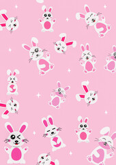 seamless pattern with Bunny happy pink color background 