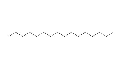 hexadecane molecule, structural chemical formula, ball-and-stick model, isolated image cetane