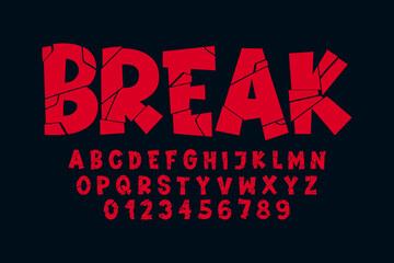 horror cracked cartoon alphabet style