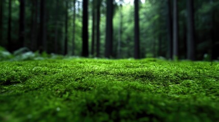Fototapeta premium Lush green moss carpet in a forest