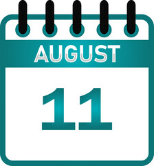 August 11 Calendar Icon - Date, Planner, Event and Schedule Reminder