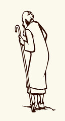 Vector drawing. Jewish man walk