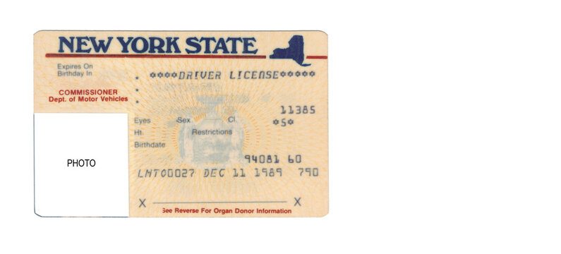 New York state blank driving licence