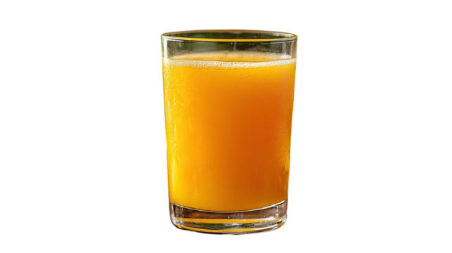 Vibrant Orange Juice in Glass: A refreshing and brightly colored glass of orange juice, capturing the essence of a healthy start, sunshine, and natural goodness.