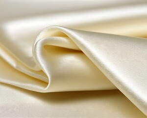 Cream colored silky fabric draped and flowing in elegant folds