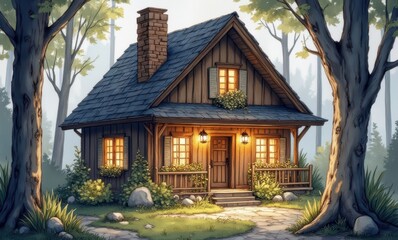 Charming wooden cottage in the woods
