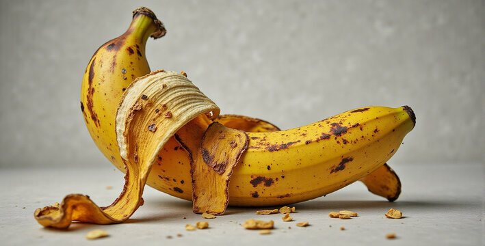 Freshly Peeled Bananas on a Light Background - Powered by Adobe