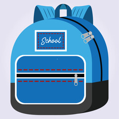 Backpack blue school satchel bag vector emoji illustration