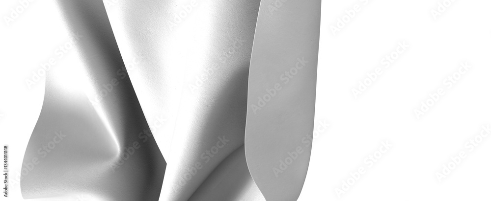 Leinwandbilder A white fabric drapes gracefully, creating a smooth and abstract texture. The folds and waves of the material are highlighted by soft shadows, creating a sense of movement and depth.