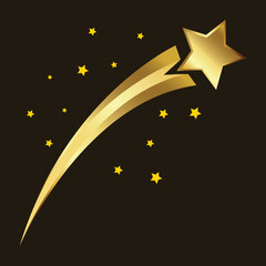 golden shooting star on black background