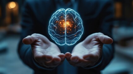 Fototapeta premium Illuminated Brain: Representation of Creativity, Intelligence, and Innovation in Thoughtful Minds