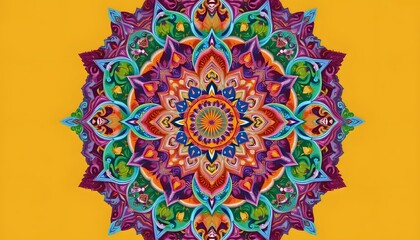 Detailed Circular Mandala Art on Gold Background a Decorative Design