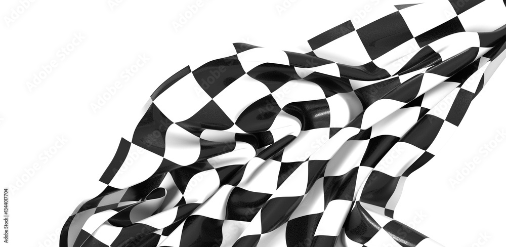 Poster waving racing finish flag in