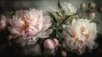 Soft Pink Peonies with Green Leaves Watercolor Floral Pattern for Textiles and Decor