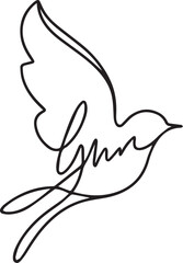 Continuous line drawing of a bird on a white background. Vector illustration
