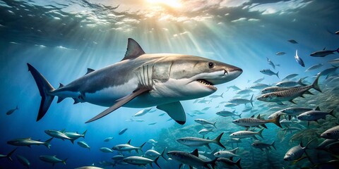 Fototapeta premium Great White Shark Ocean Wildlife Documentary Photography Stock Photo