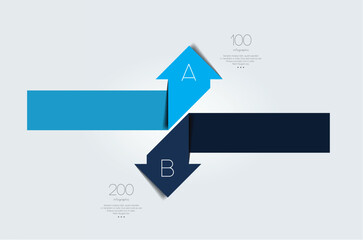 Two arrows in oposite direction  infographic, chart, scheme, diagram.