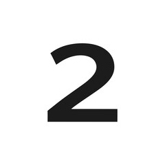 a simple number "2" in a bold, modern typeface, presented against an isolated backdrop vector illustration