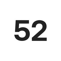 number fifty-two in bold font vector illustration