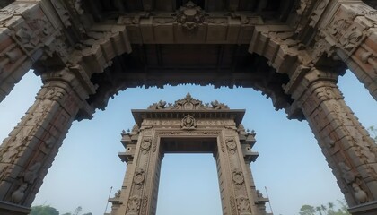 Obraz premium Looking Up at Majestic Stone Archways with Intricate Carvings