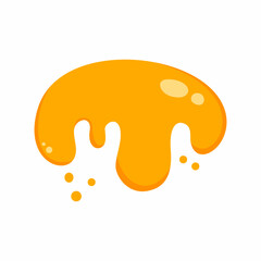 Honeycomb with honey on white background. Cartoon illustration on theme of beekeeping. postcard decoration element.