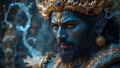 Obraz premium Man in Crown Looking Thoughtful Fantasy Character Artistic Impression
