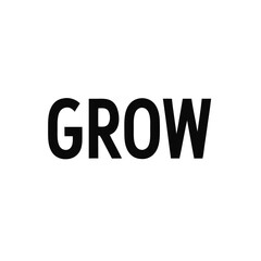 the word "GROW" in bold black letters, representing growth and development  vector illustration