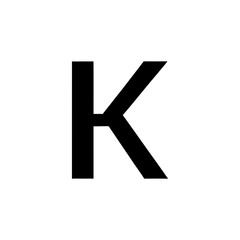 a simple image of a letter "K" in black color vector illustration