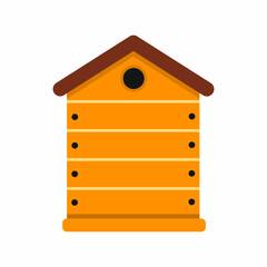 beehive on white background. Cartoon illustration on theme of beekeeping
