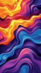 Abstract vibrant layered wavy color design background