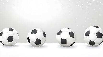 Fototapeta premium Soccer balls in snow with bokeh for winter sport