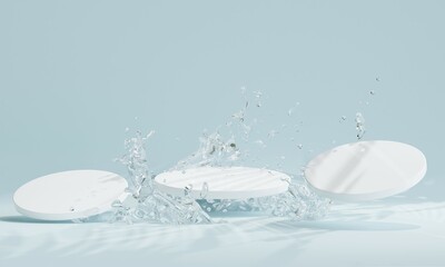 Podium on the water for product presentation. Natural beauty pedestal, relaxation and health, 3d illustration