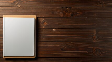 Open blank sheet book with copy space on desk background.