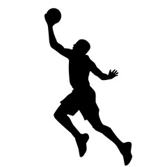 Silhouette of a basketball player jumping and dunking. Dynamic sports pose, perfect for basketball events, training guides, team logos, and athletic designs