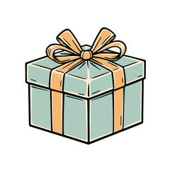 Mint Green Present with Brown Ribbon Vector