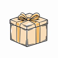 Neutral Beige Gift Box Hand-drawn Vector
