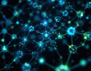 Exploring molecular connections in a digital environment science visualization abstract representation dark background