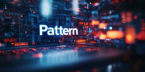 Digital Interface Highlighting the Word Pattern with Futuristic Elements