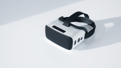 Modern Virtual Reality Headset on White Surface with Soft Shadow