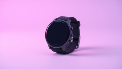 Modern Smartwatch on Pink Gradient Background for Technology Concept