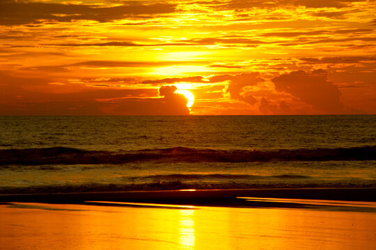 Sunset over the sea in bangladesh