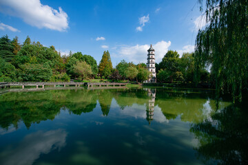Modern buildings and rural skyscrapers and tourist attractions in China