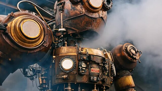 vintage robot animation with steampunk theme